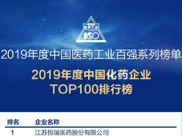 2019年度中國(guó)醫(yī)藥工業(yè)百?gòu)?qiáng)系列榜單之化藥企業(yè)