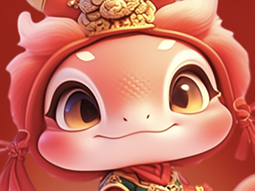 靈蛇舞動(dòng)迎新春，祥云繚繞送吉祥。